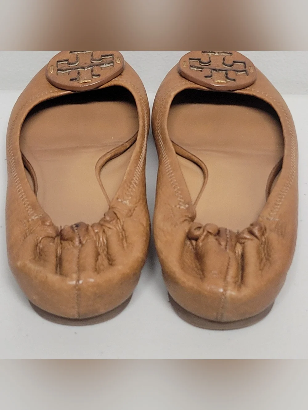 Tory Burch Reva Royal Tan Logo Ballet Flats Size 7M. - Picture 7 of 12